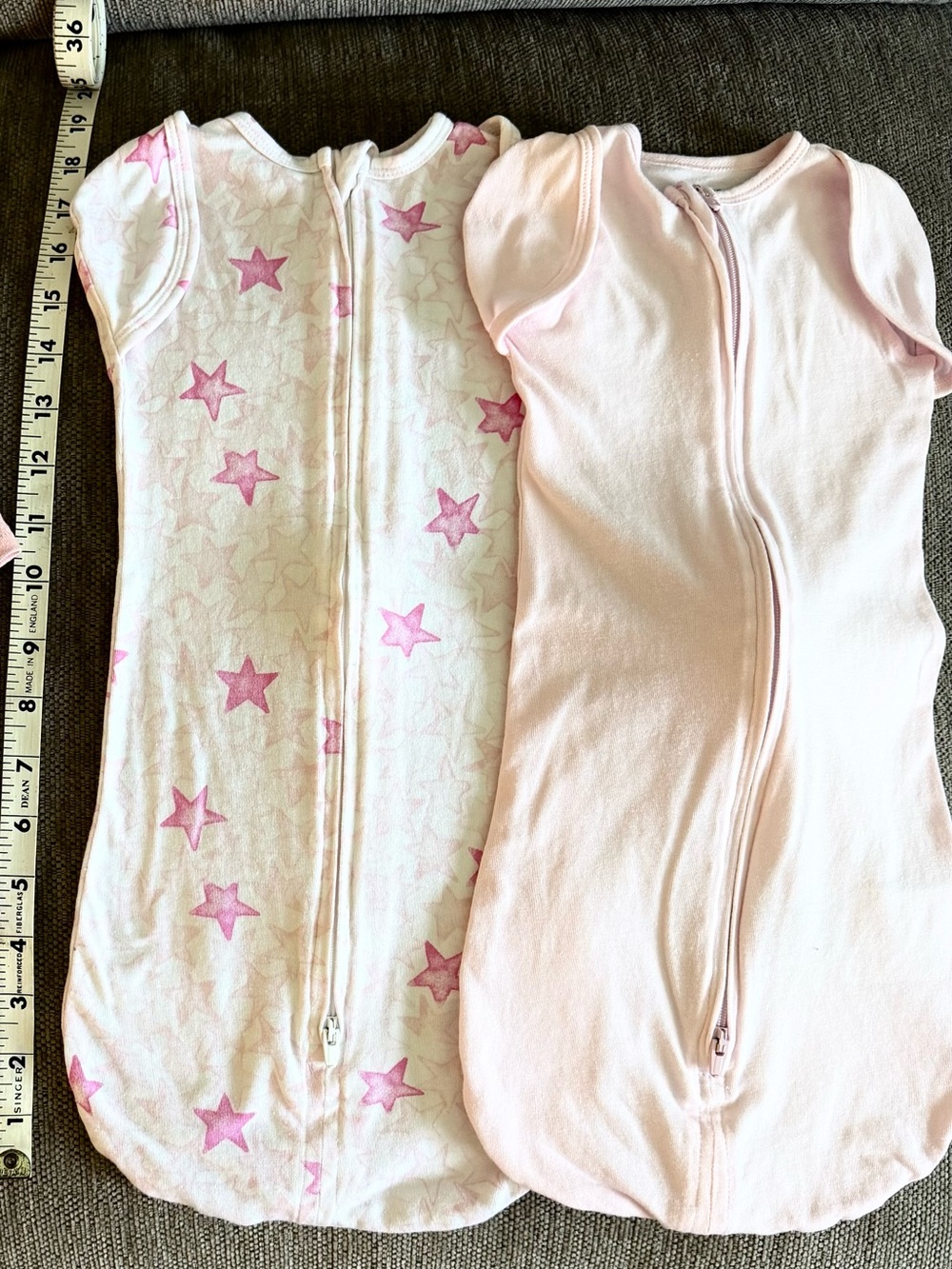 Aden + Anais Baby Girl Sleep Sack Bundle of 2 | Purple Stars & Light Pink | 0–3M